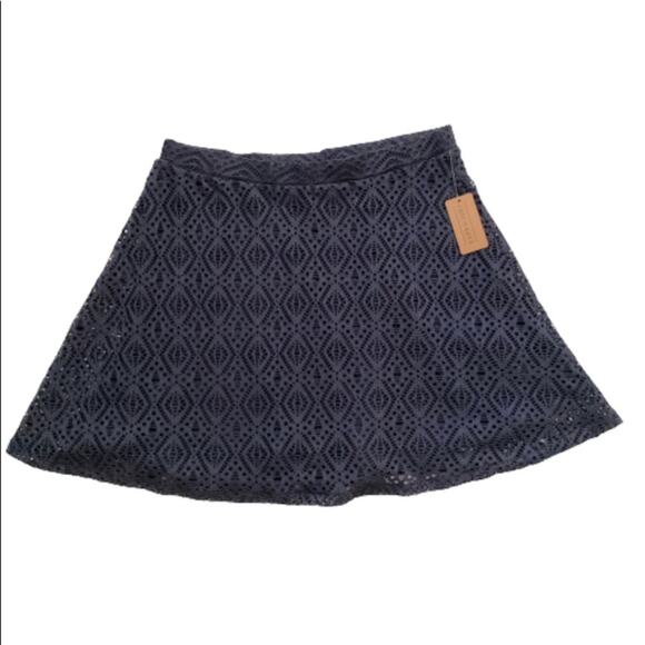 Cape Juby Skirt Skater Navy Blue Lace Crochet Mini Skirt Size Medium NEW - Picture 1 of 11